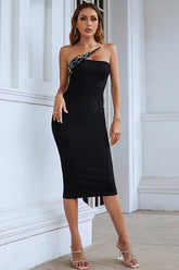 Robe mi-longue asymétrique à bandage Savina